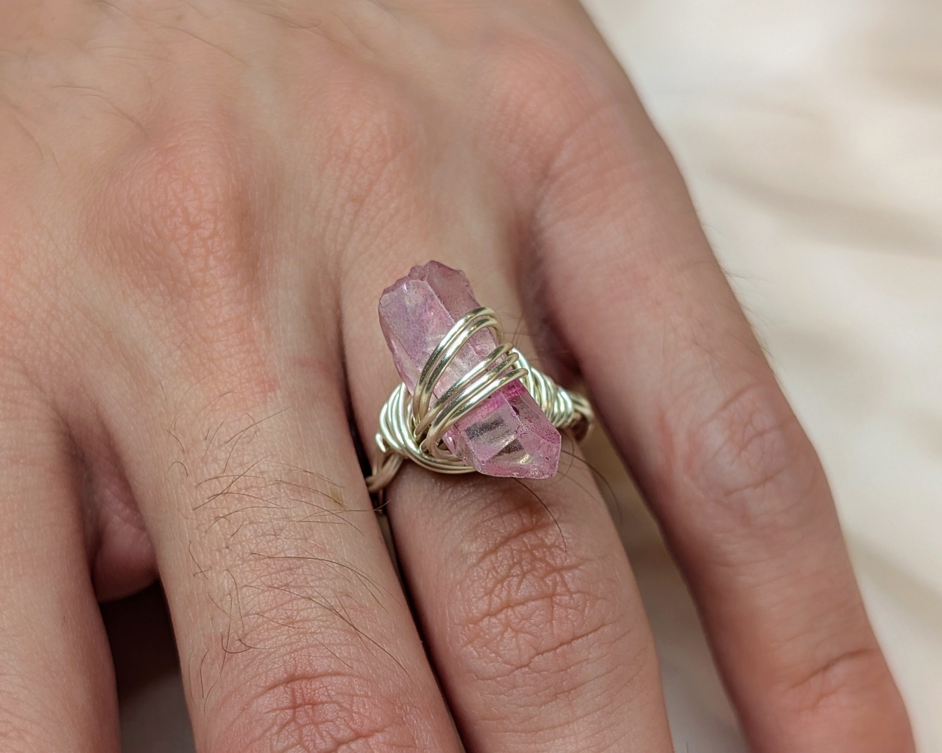 Pink Acid Wash Quartz Ring