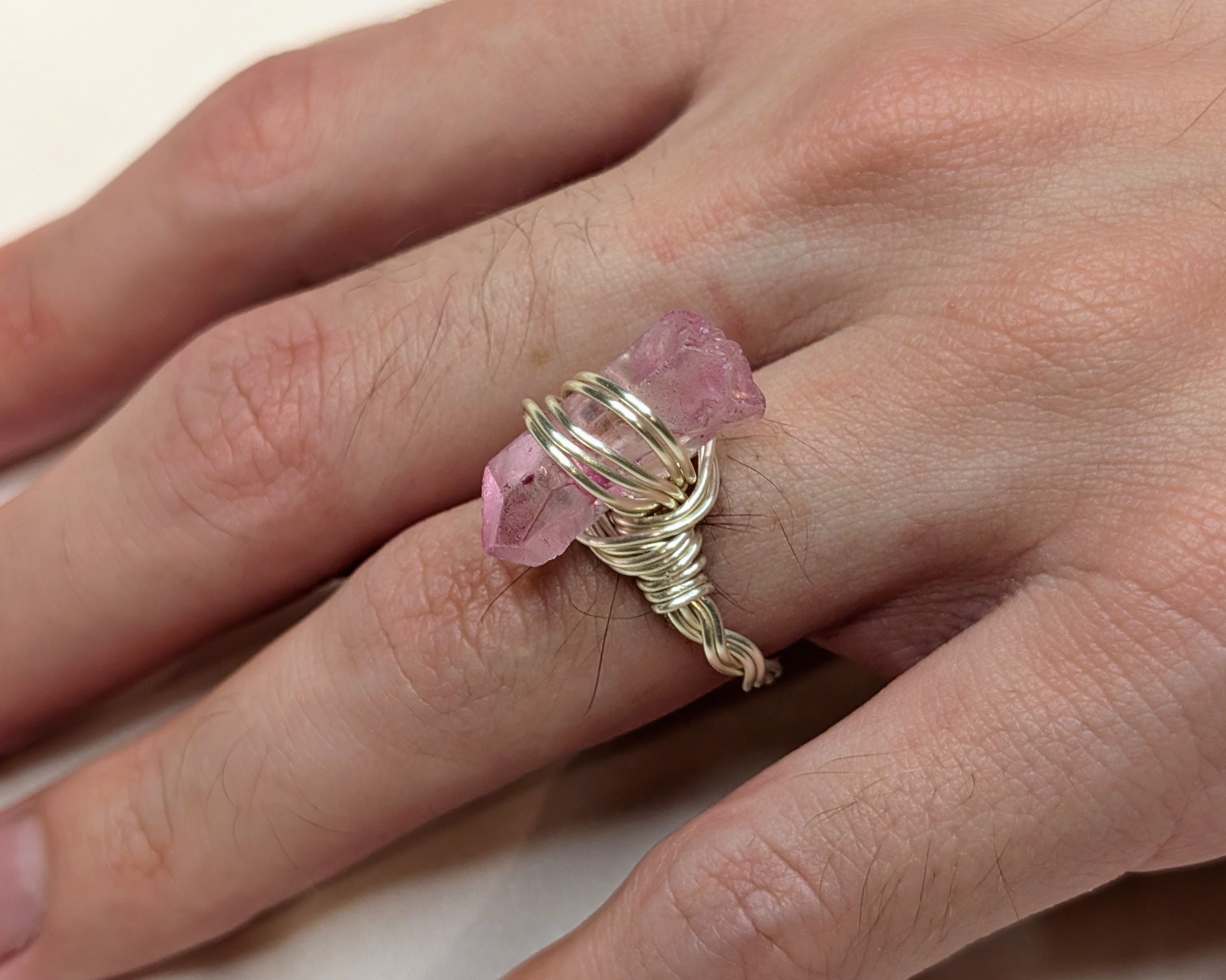 Pink Acid Wash Quartz Ring