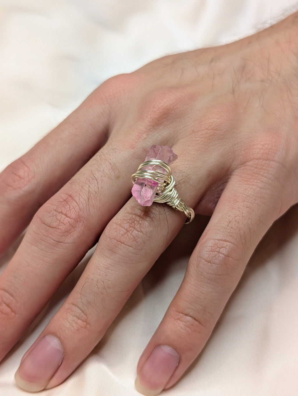 Pink Acid Wash Quartz Ring