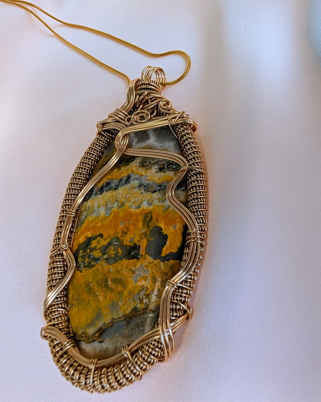Bumble Bee Jasper Necklace Pendant
