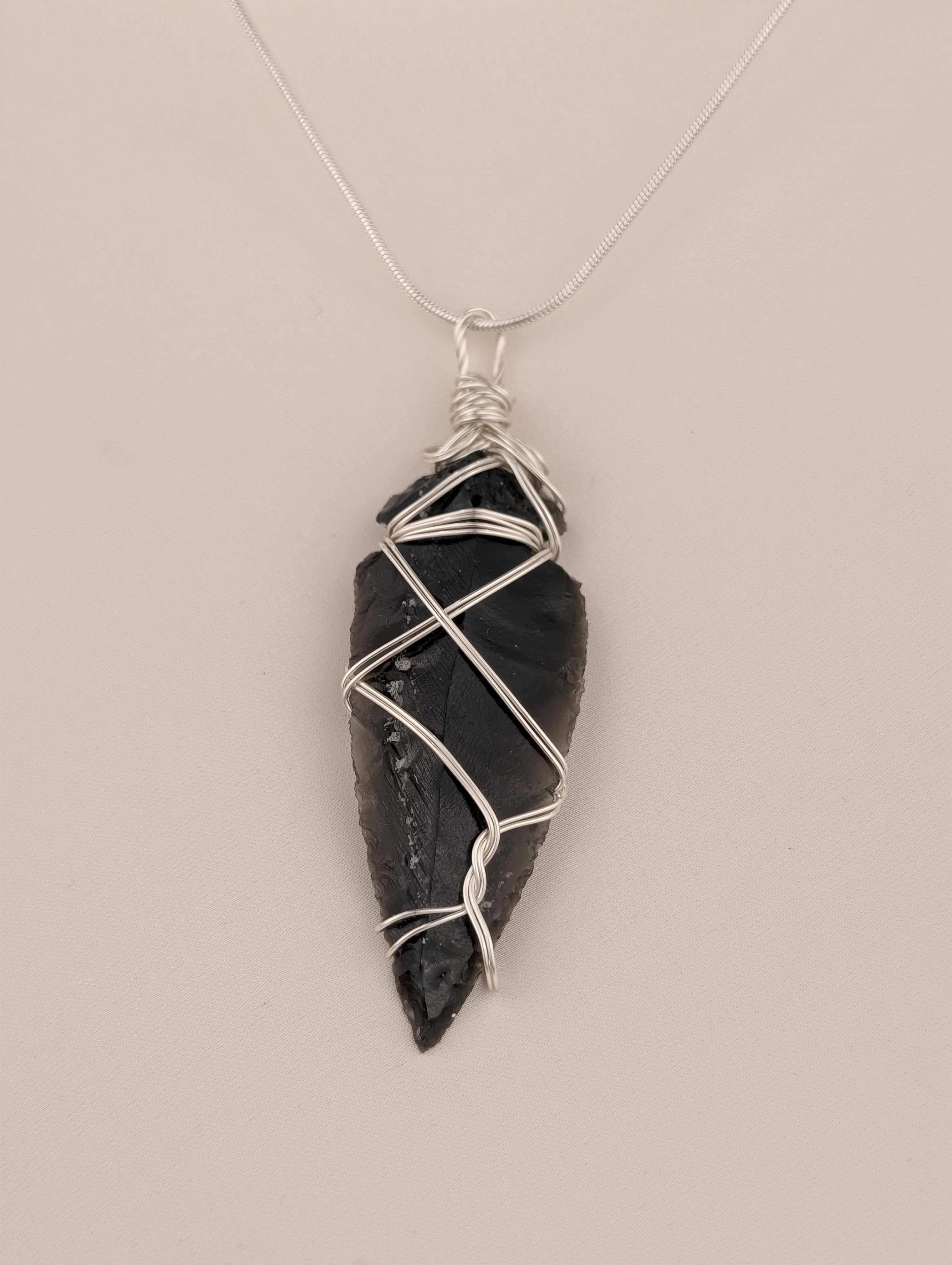 Obsidian Arrowhead Necklace Pendant