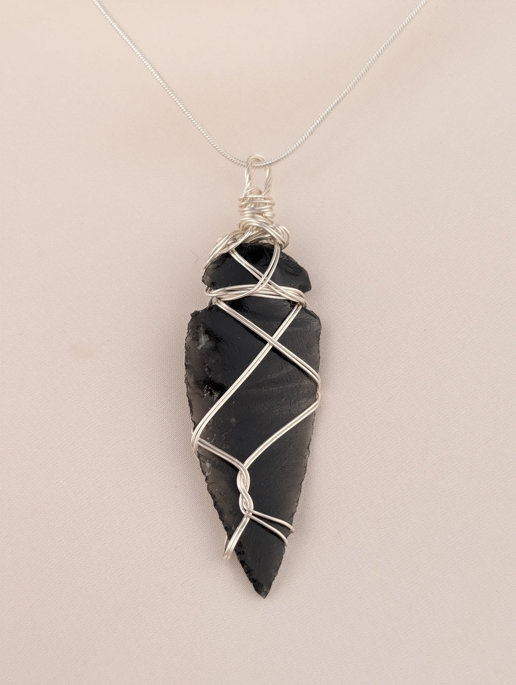 Obsidian Arrowhead Necklace Pendant