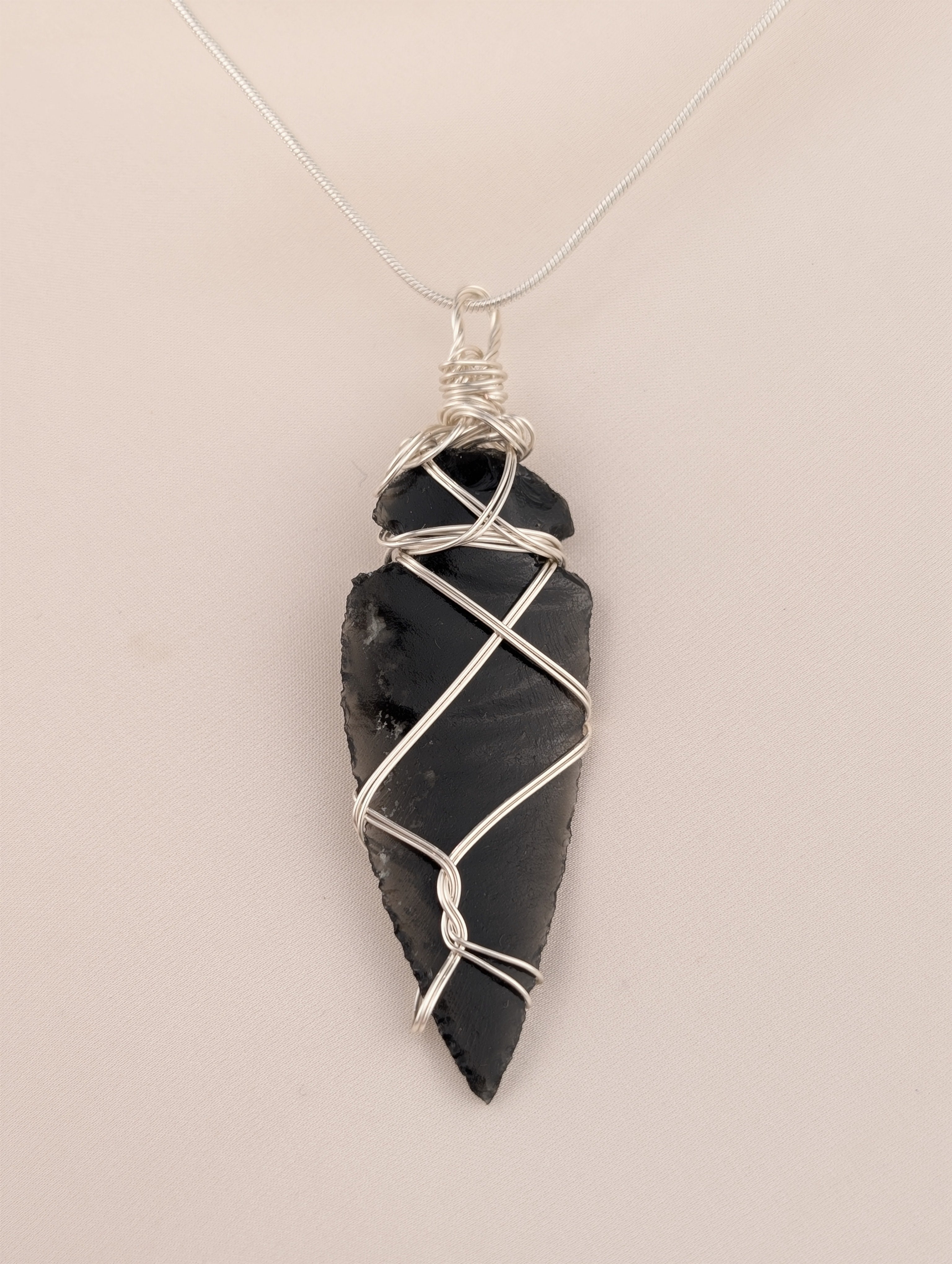 Obsidian Arrowhead Necklace Pendant