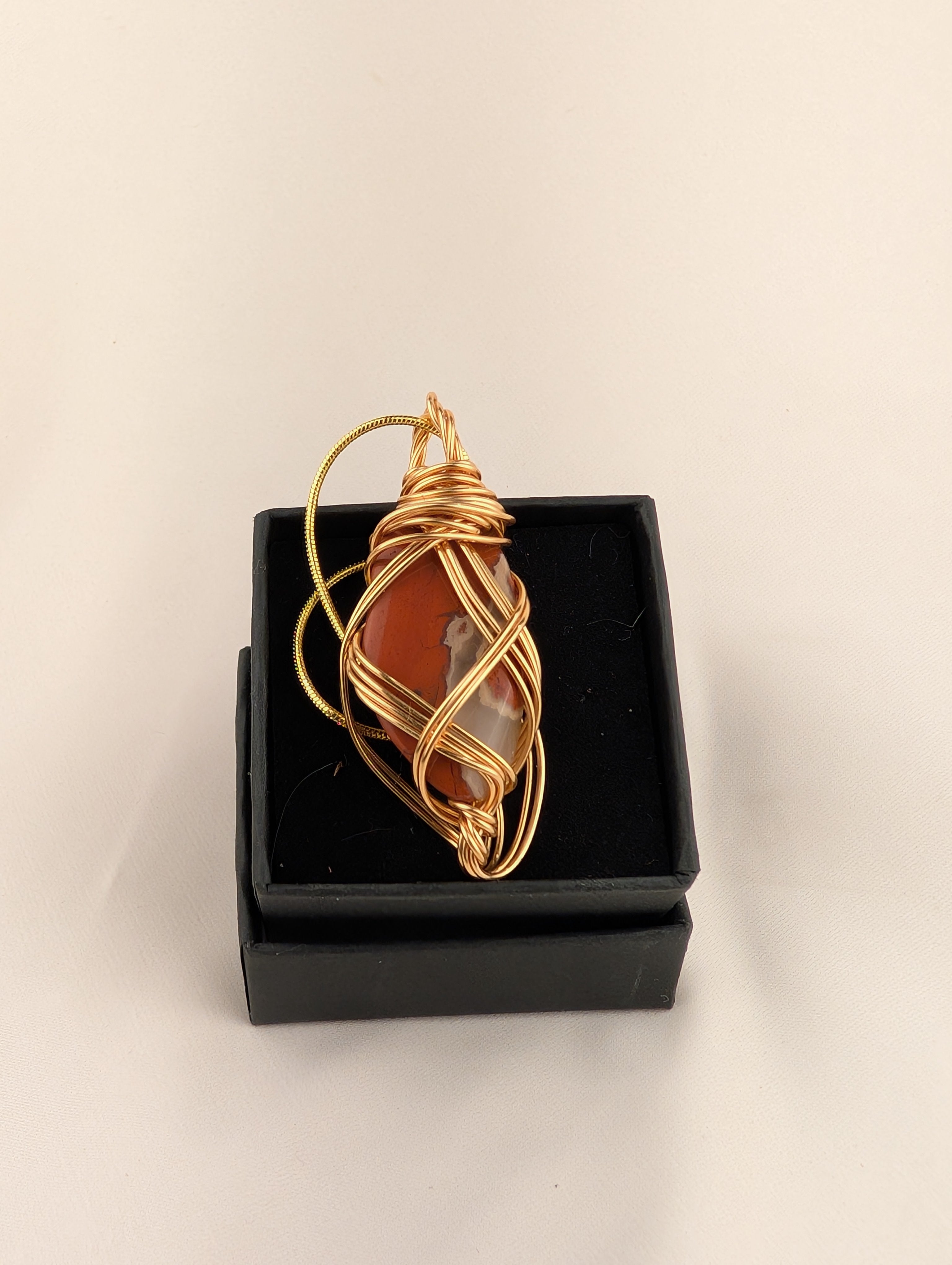 Red Jasper in Quartz Necklace Charm