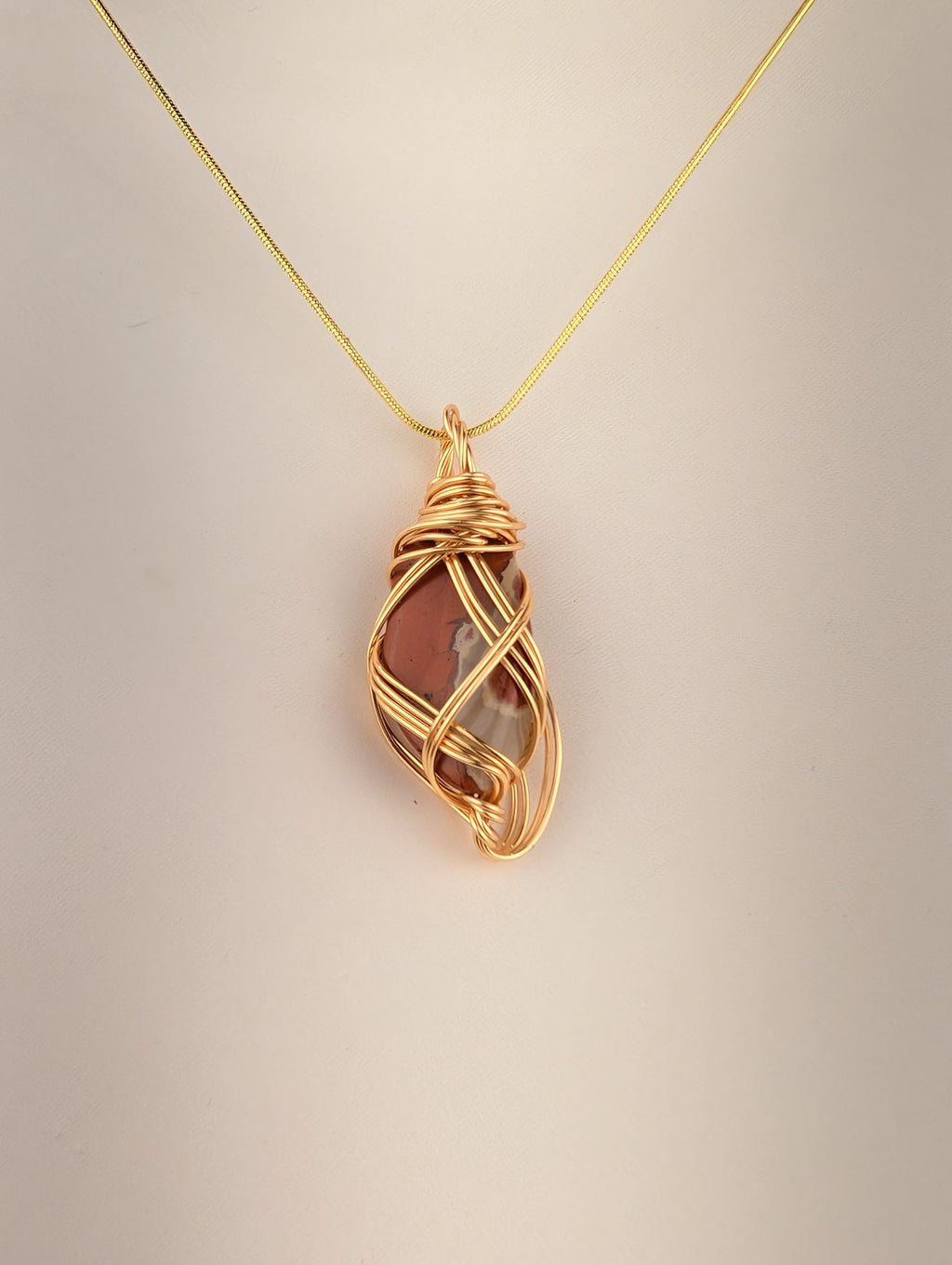 Red Jasper in Quartz Necklace Charm