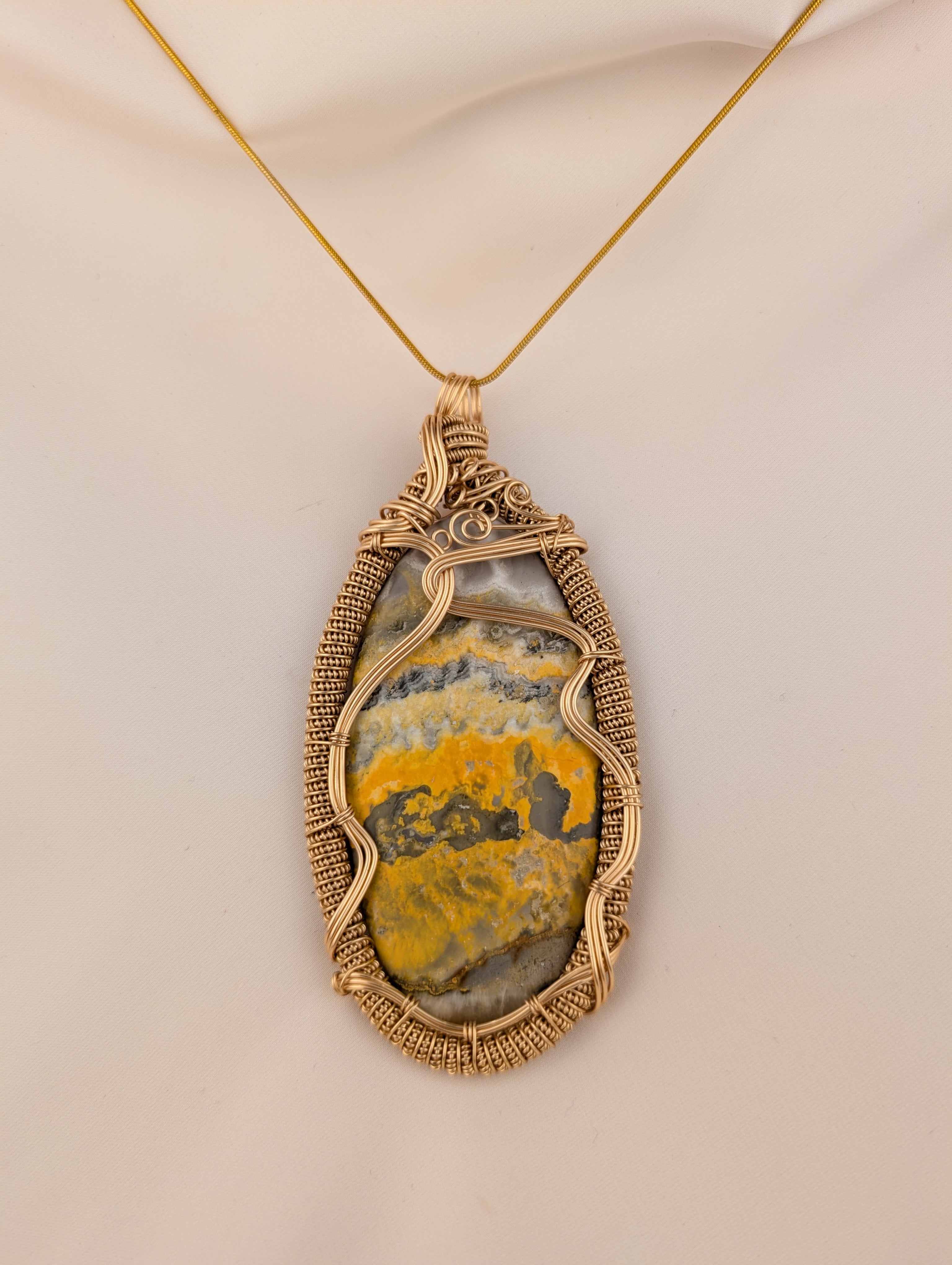 Bumble Bee Jasper Necklace Pendant