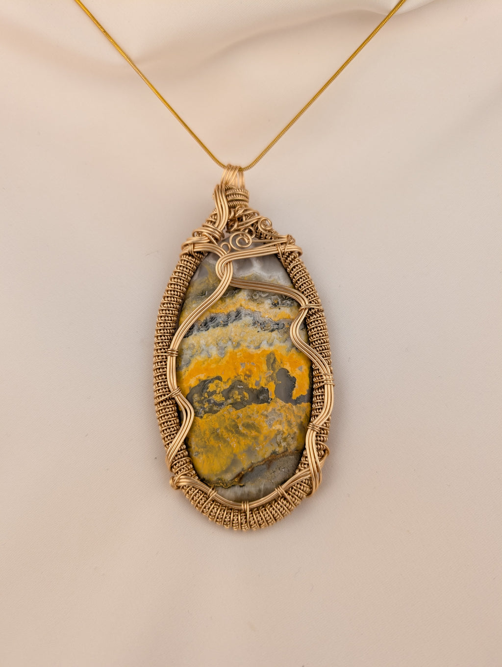 Bumble Bee Jasper Necklace Pendant