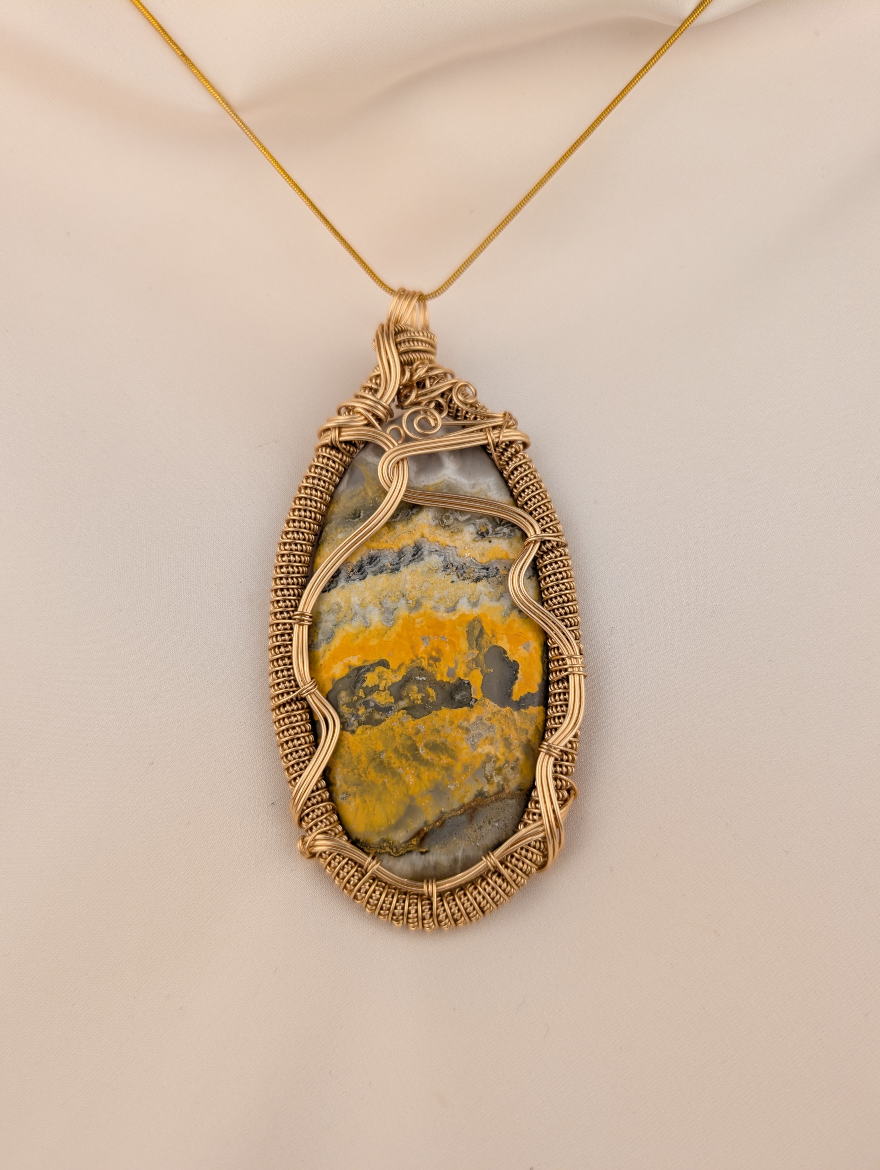 Bumble Bee Jasper Necklace Pendant