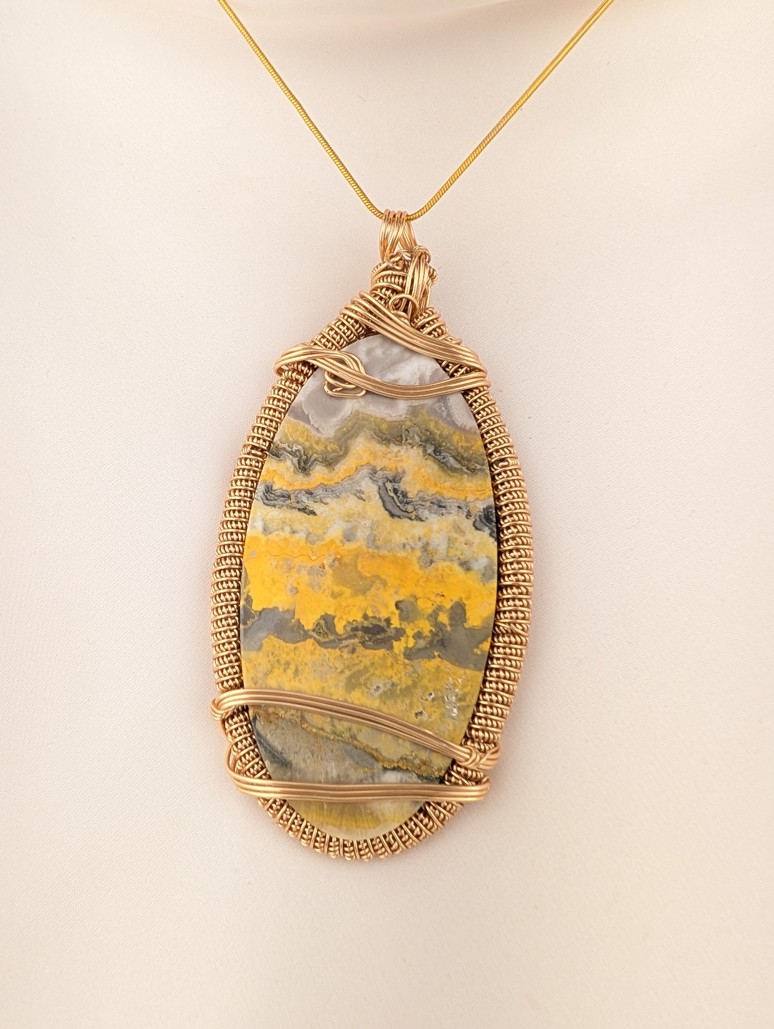 Bumble Bee Jasper Necklace Pendant