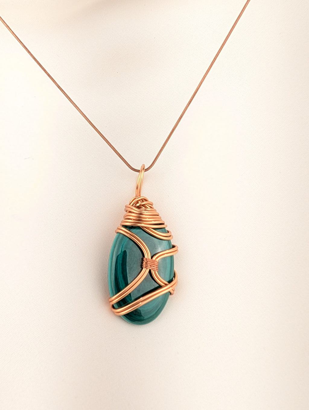 Copper Wrapped Malachite Pendant