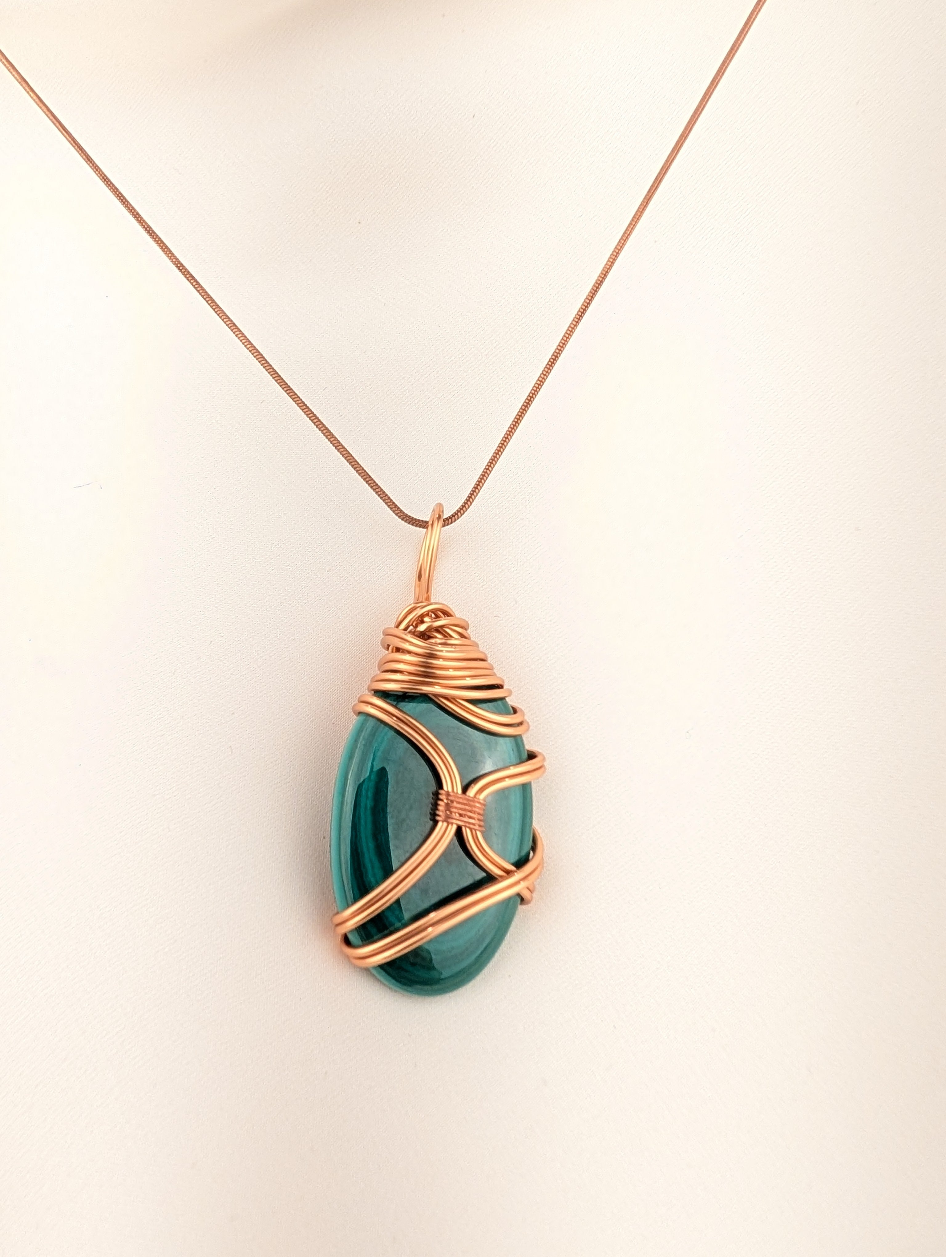 Copper Wrapped Malachite Pendant