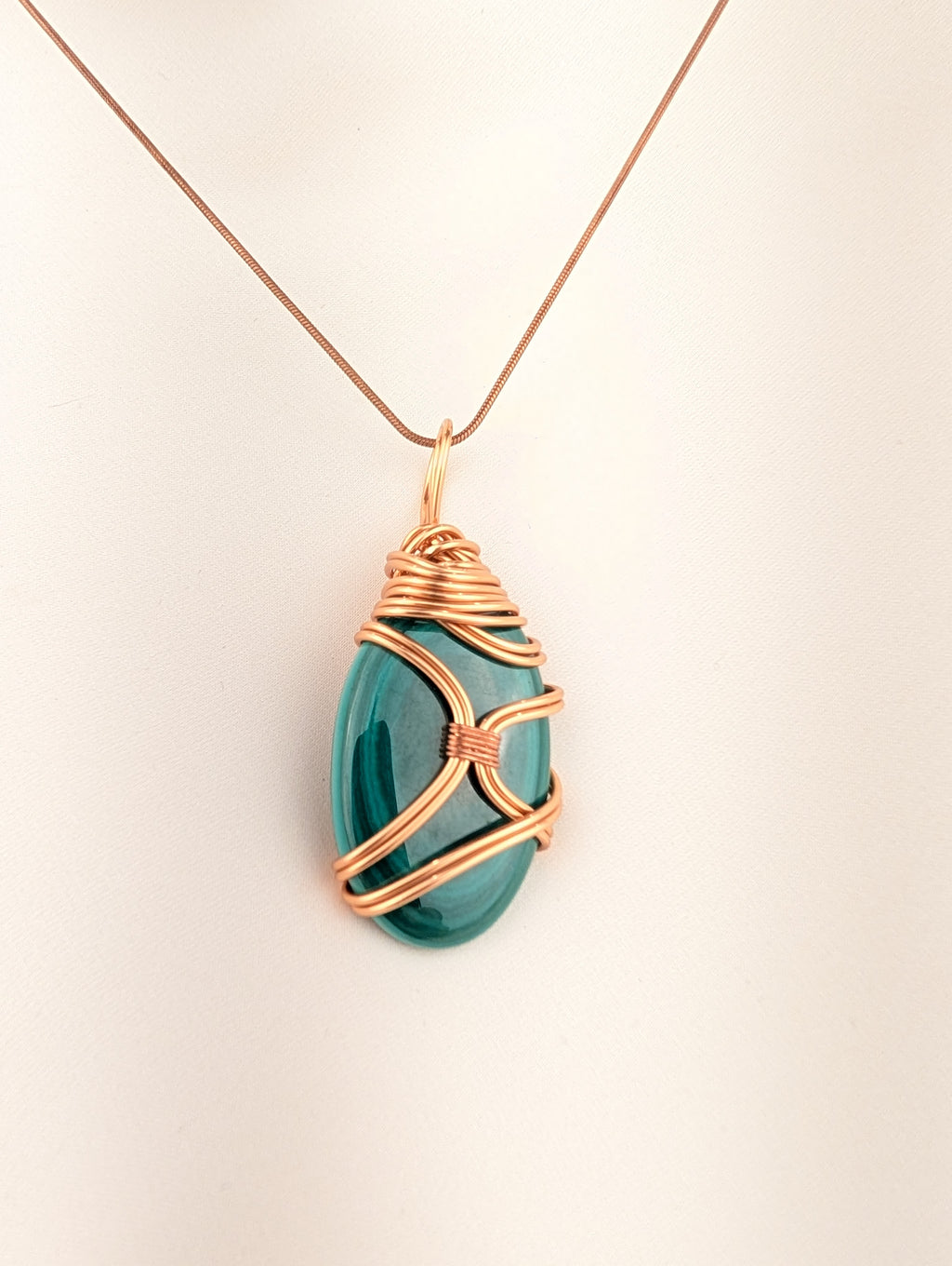 Copper Wrapped Malachite Pendant