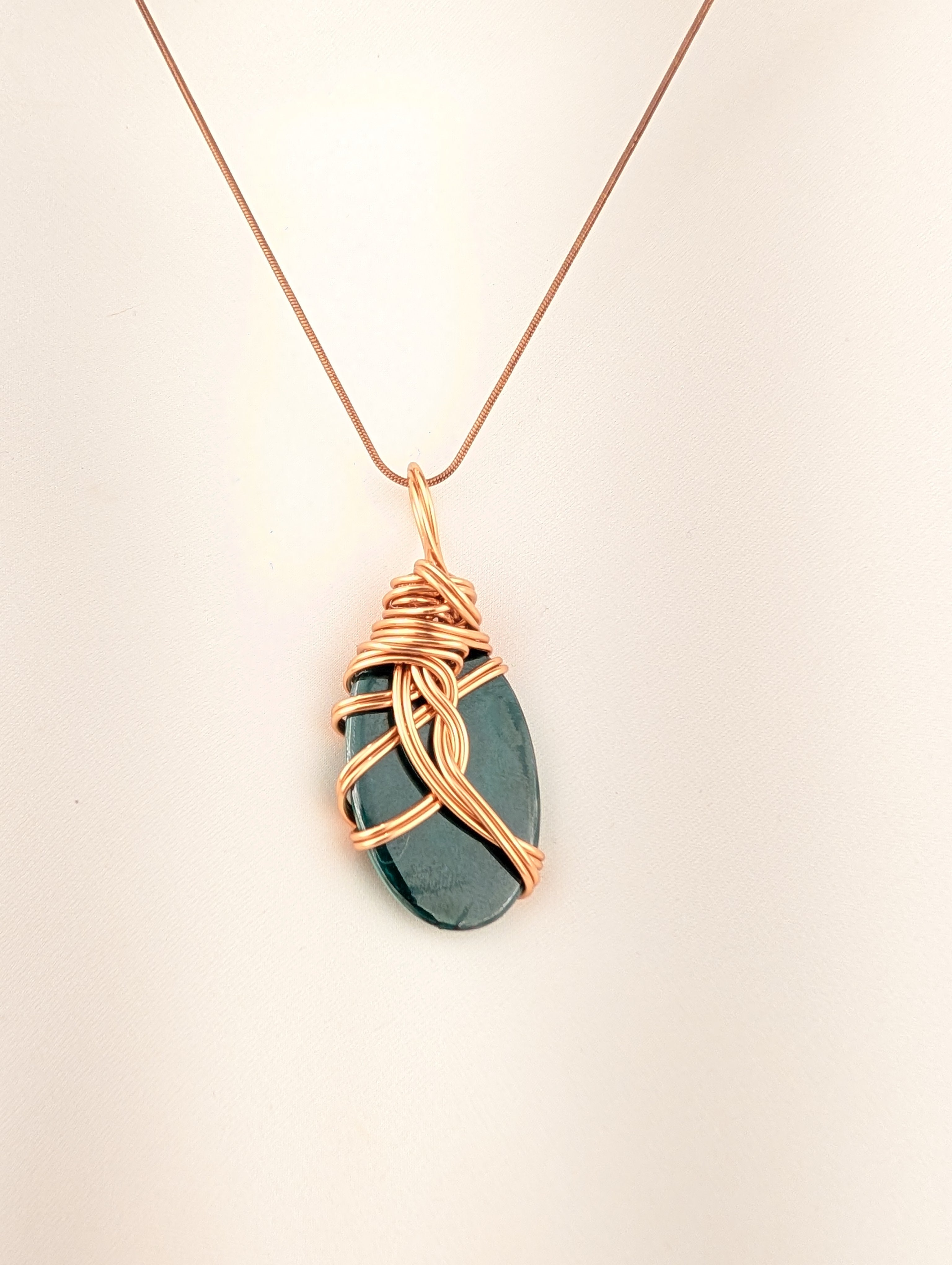 Copper Wrapped Malachite Pendant