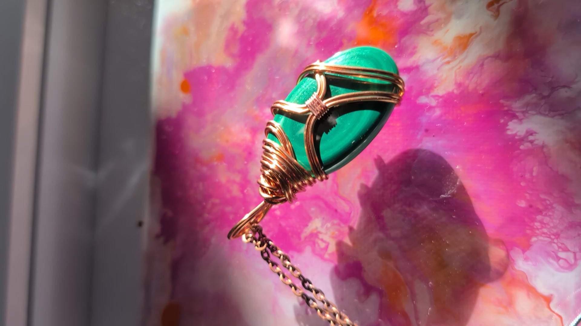 Copper Wrapped Malachite Pendant