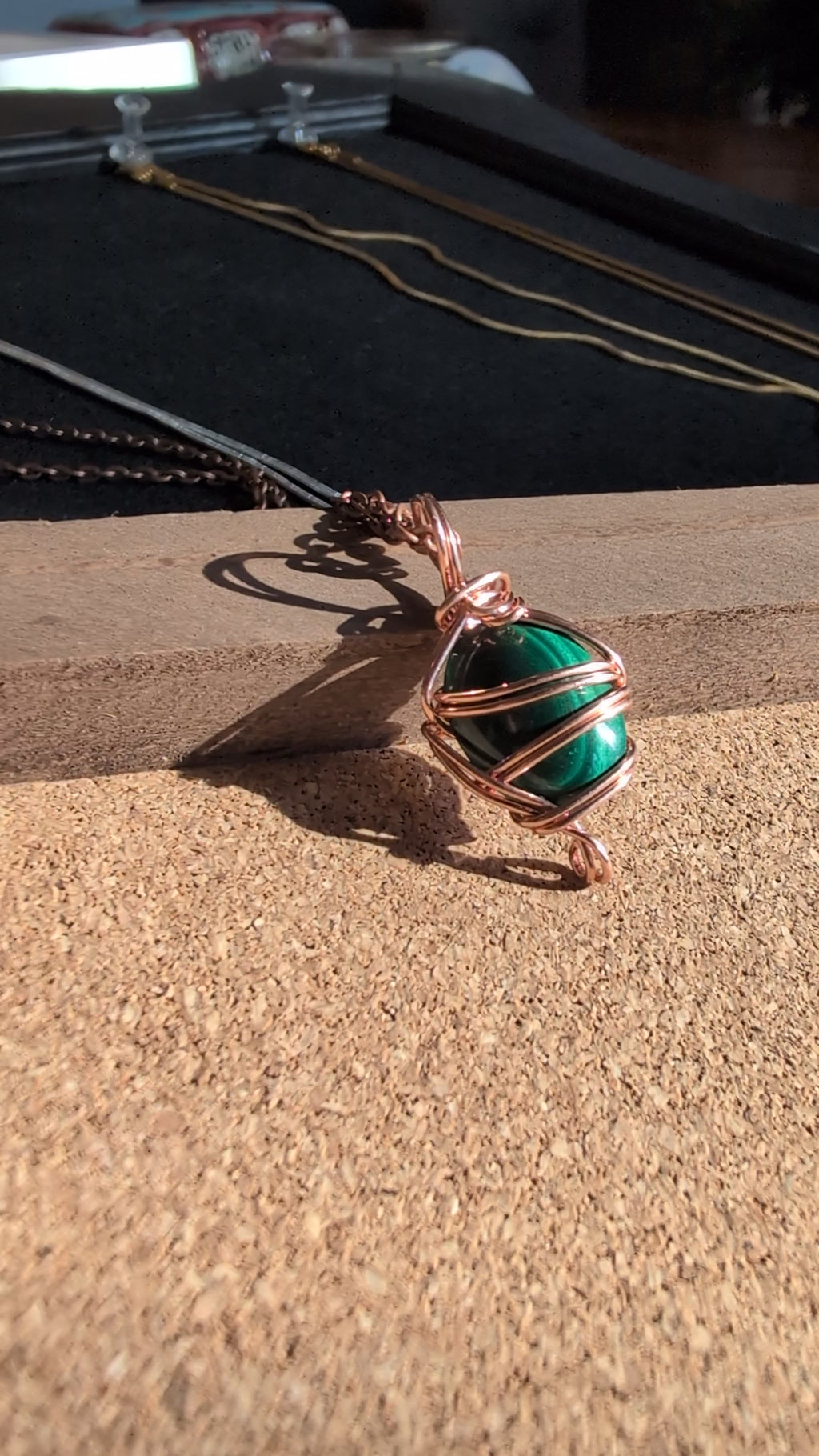 Pea Sized Malachite Wrapped Necklace Charm