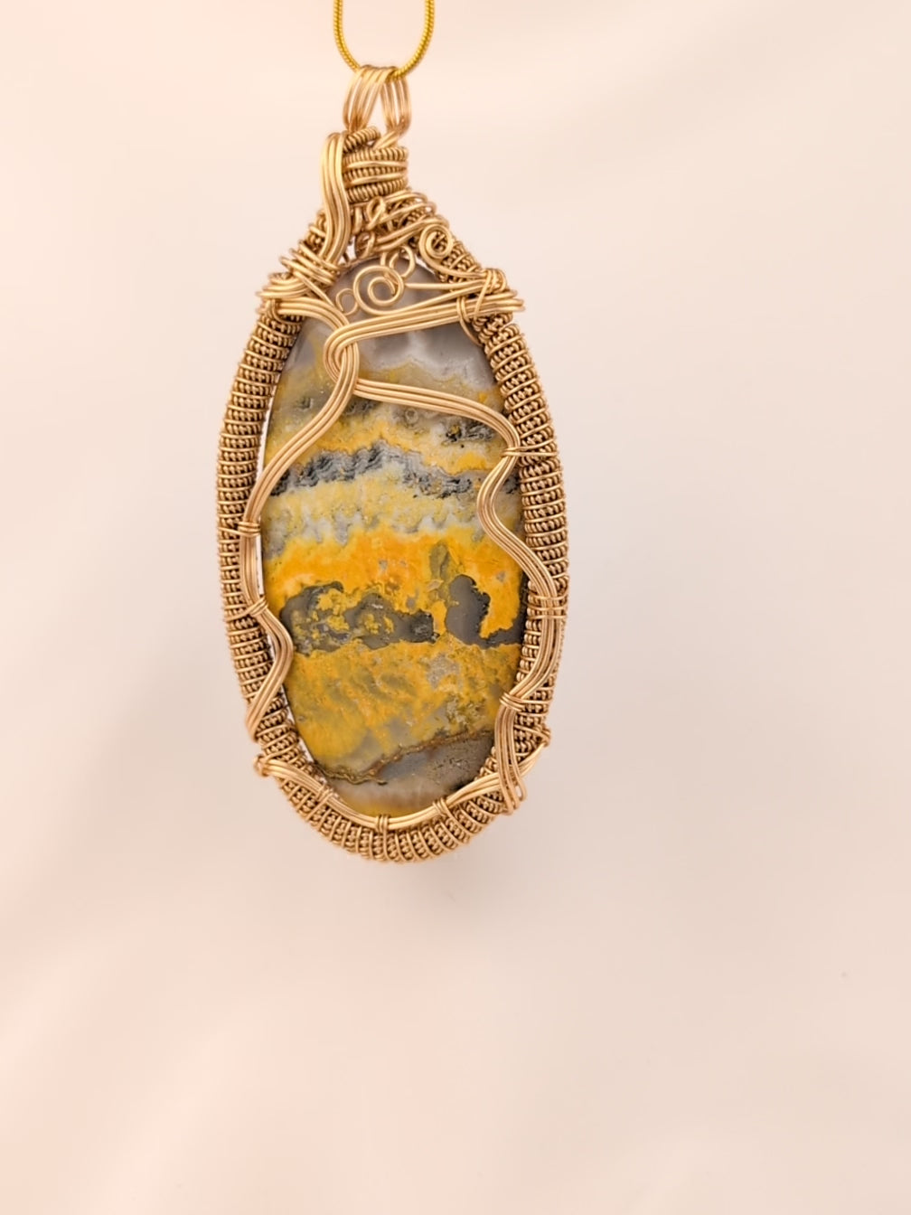 Bumble Bee Jasper Necklace Pendant