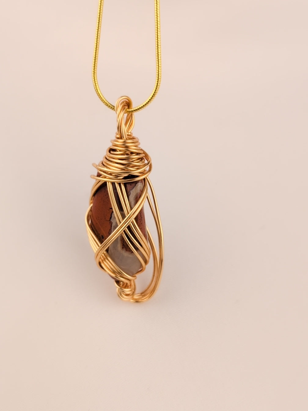 Red Jasper in Quartz Necklace Charm