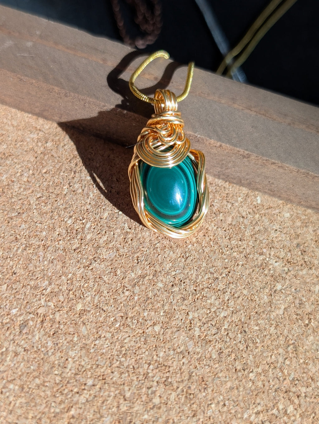 Copper Wrapped Malachite Pendant