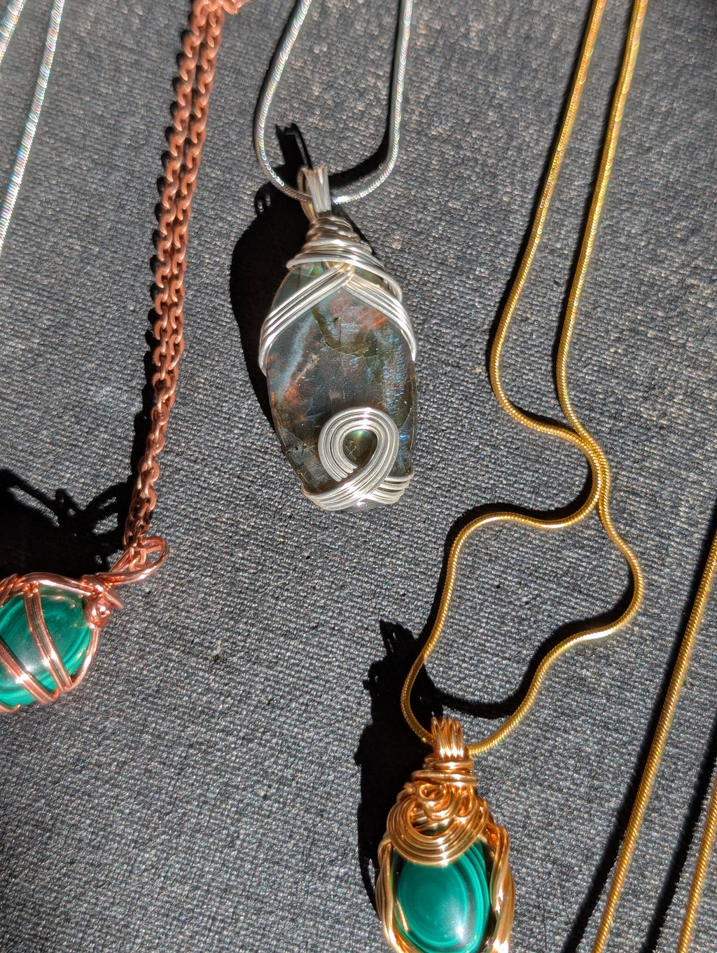 Silver-plated Copper Wrapped Labradorite Pendant