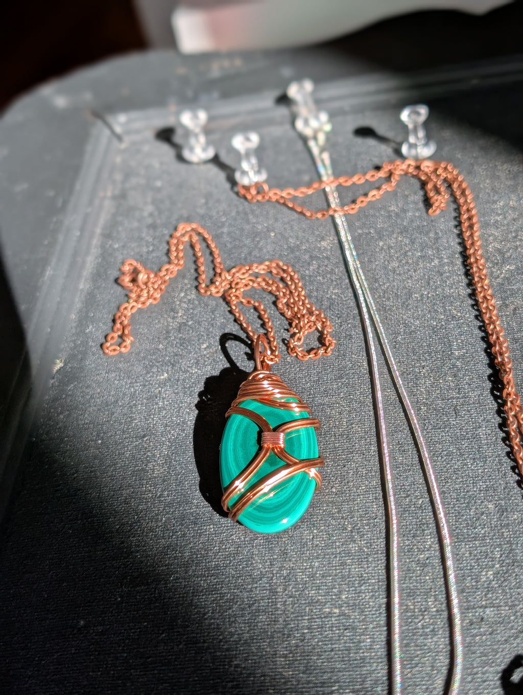 Copper Wrapped Malachite Pendant