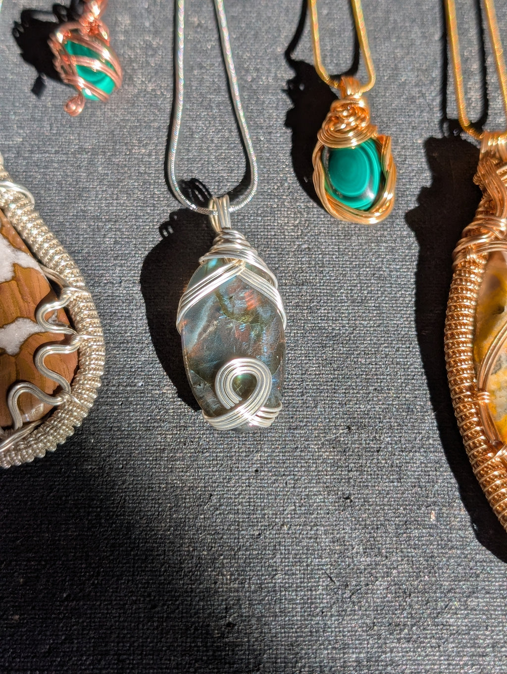 Silver-plated Copper Wrapped Labradorite Pendant