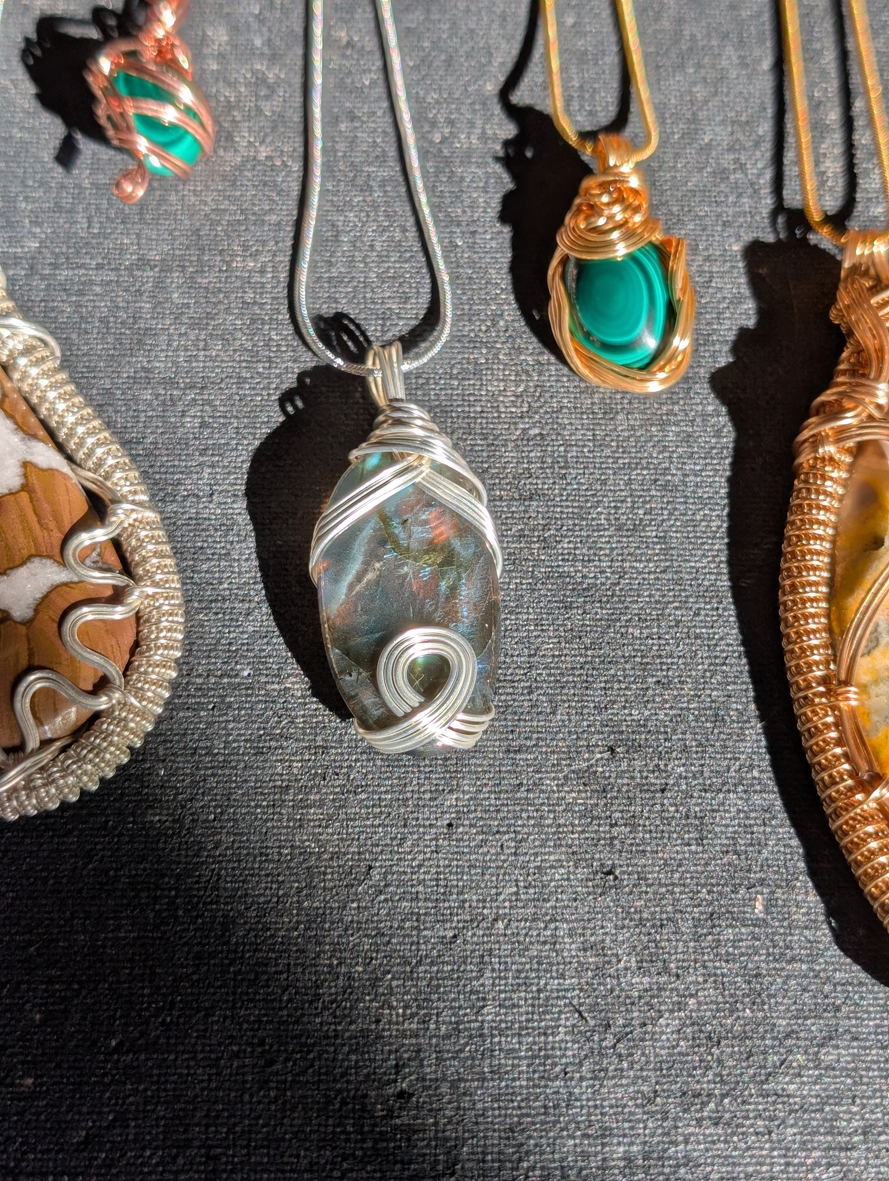 Silver-plated Copper Wrapped Labradorite Pendant