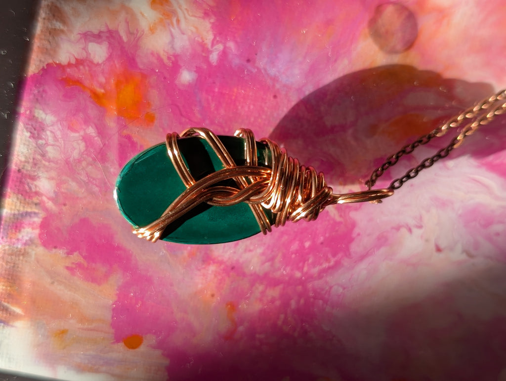 Copper Wrapped Malachite Pendant