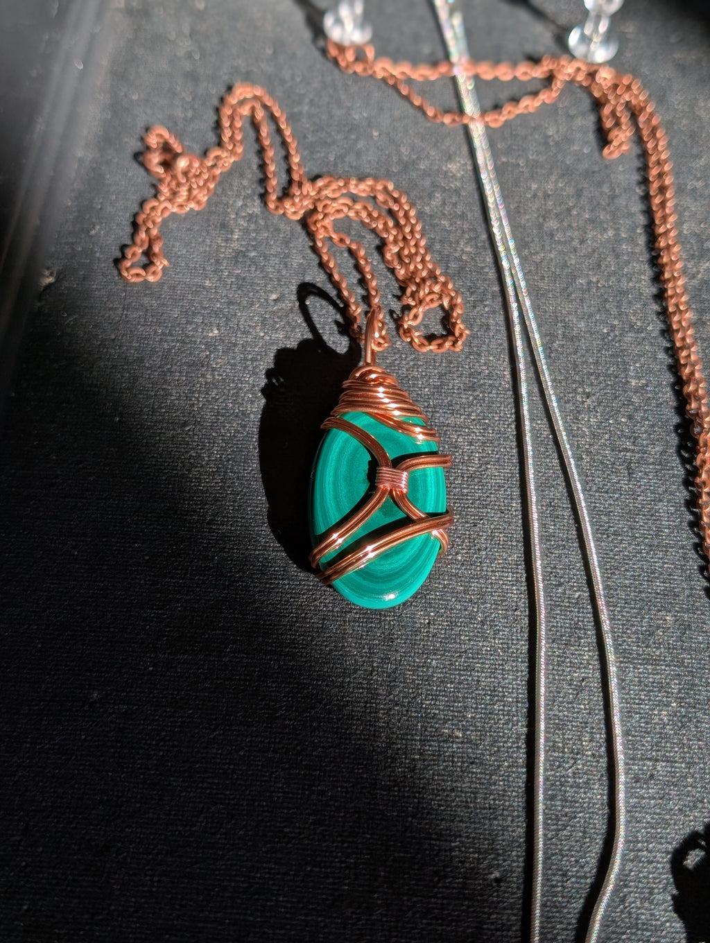 Copper Wrapped Malachite Pendant