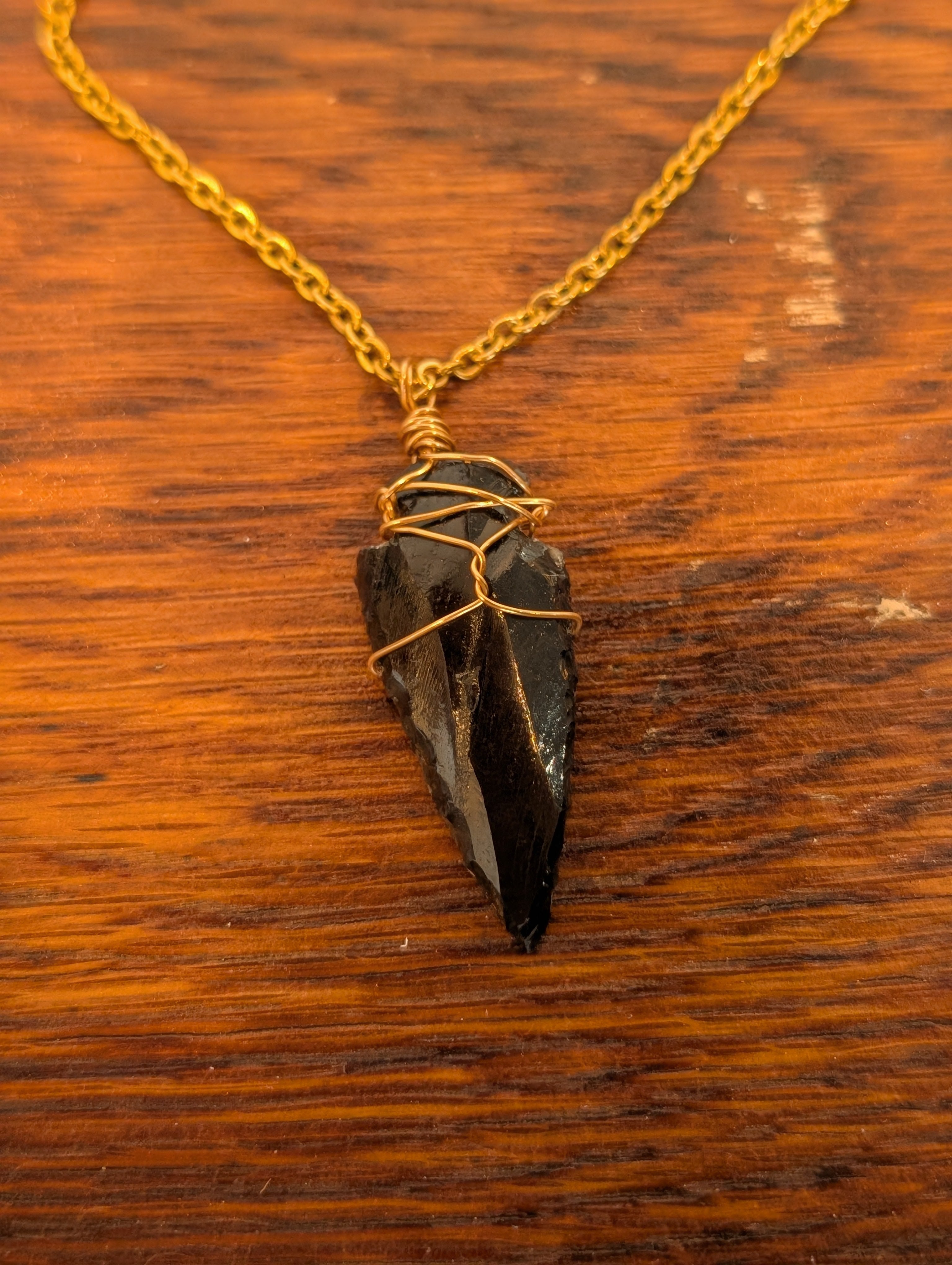 Obsidian Arrowhead Necklace Pendant