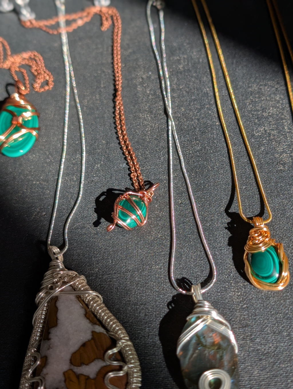 Copper Wrapped Malachite Pendant