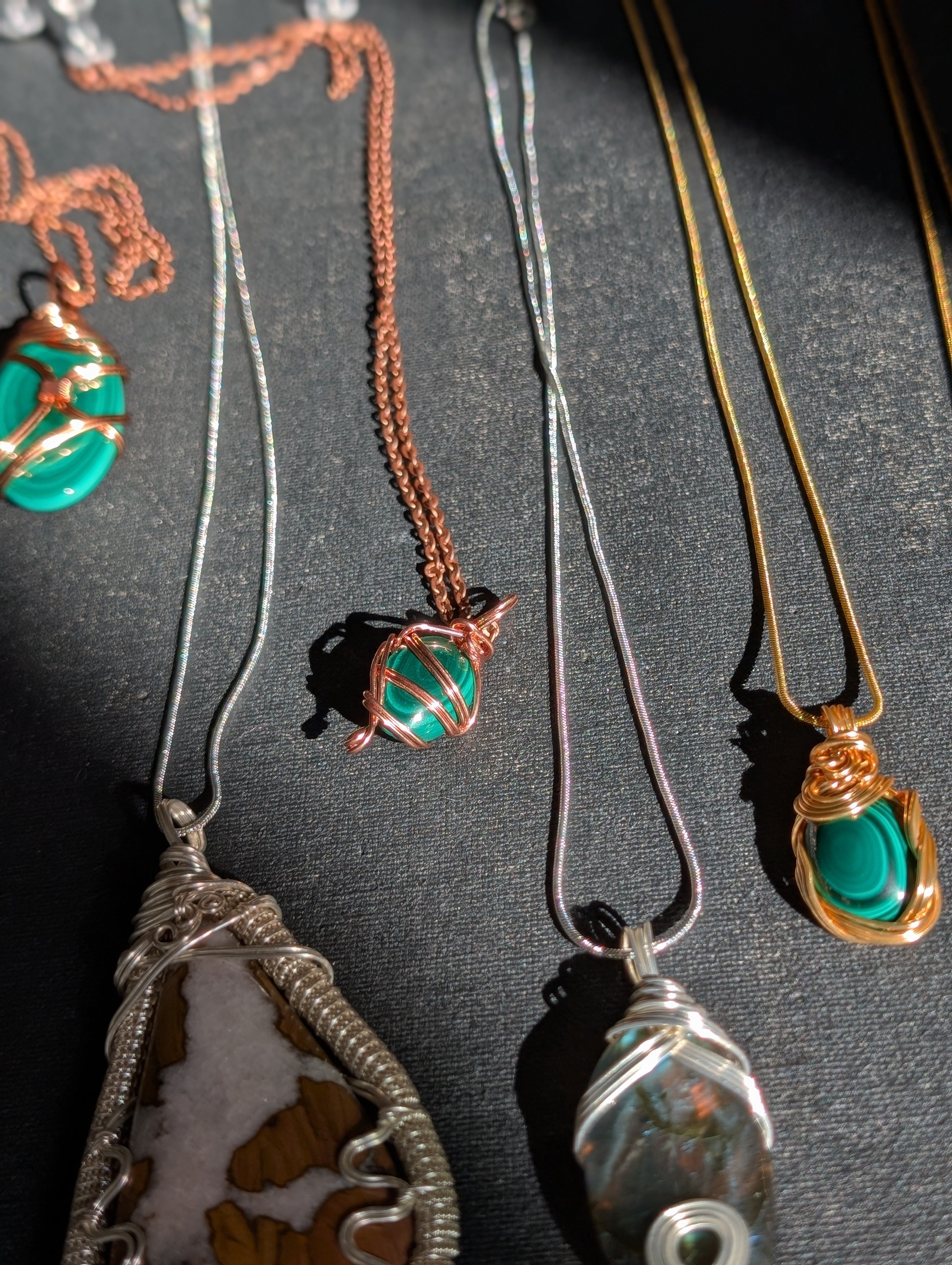 Copper Wrapped Malachite Pendant