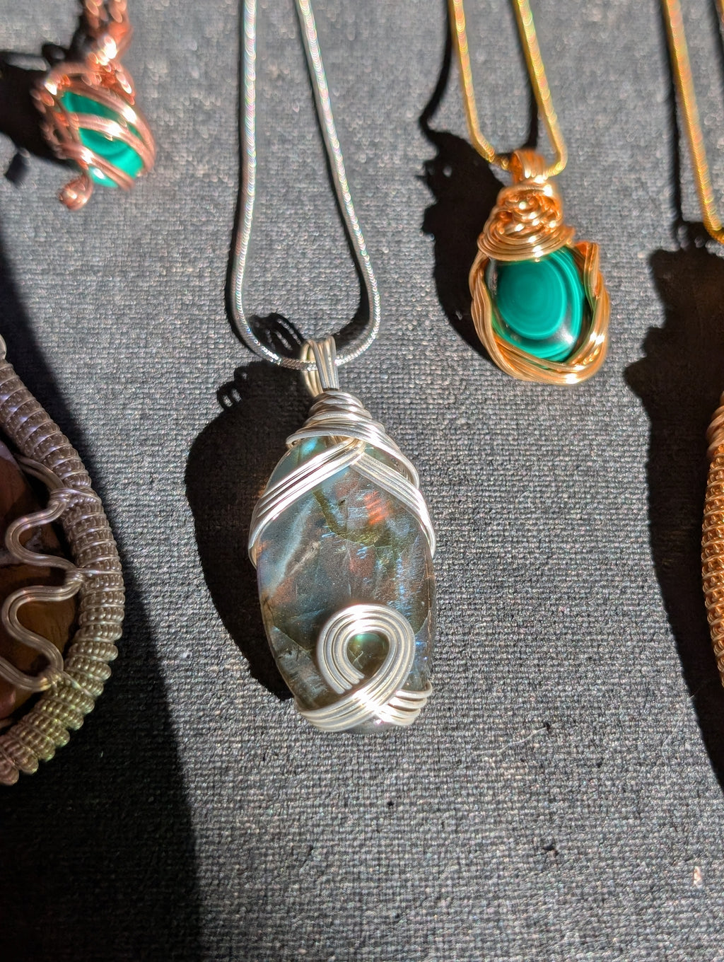 Silver-plated Copper Wrapped Labradorite Pendant