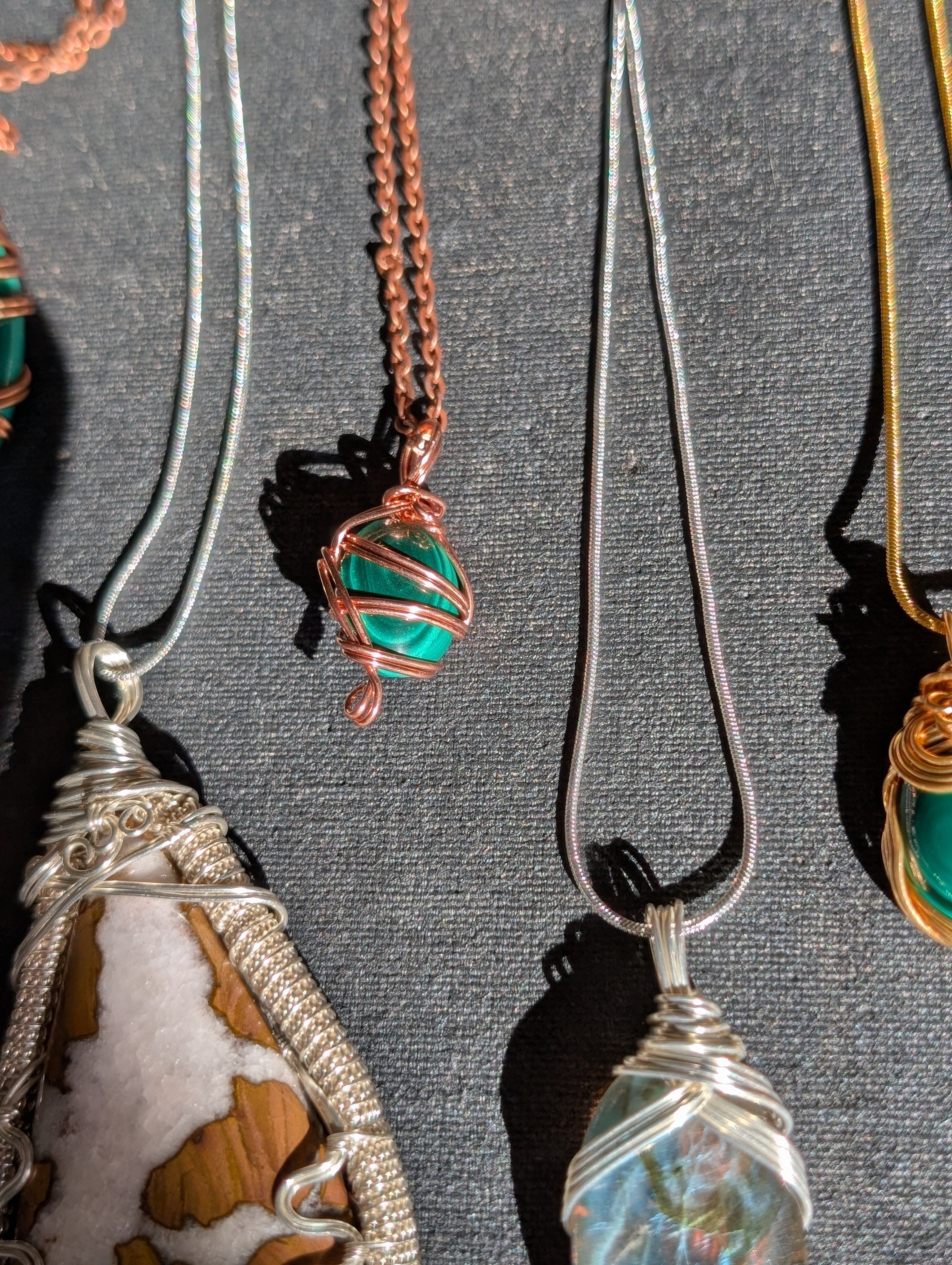 Pea Sized Malachite Wrapped Necklace Charm