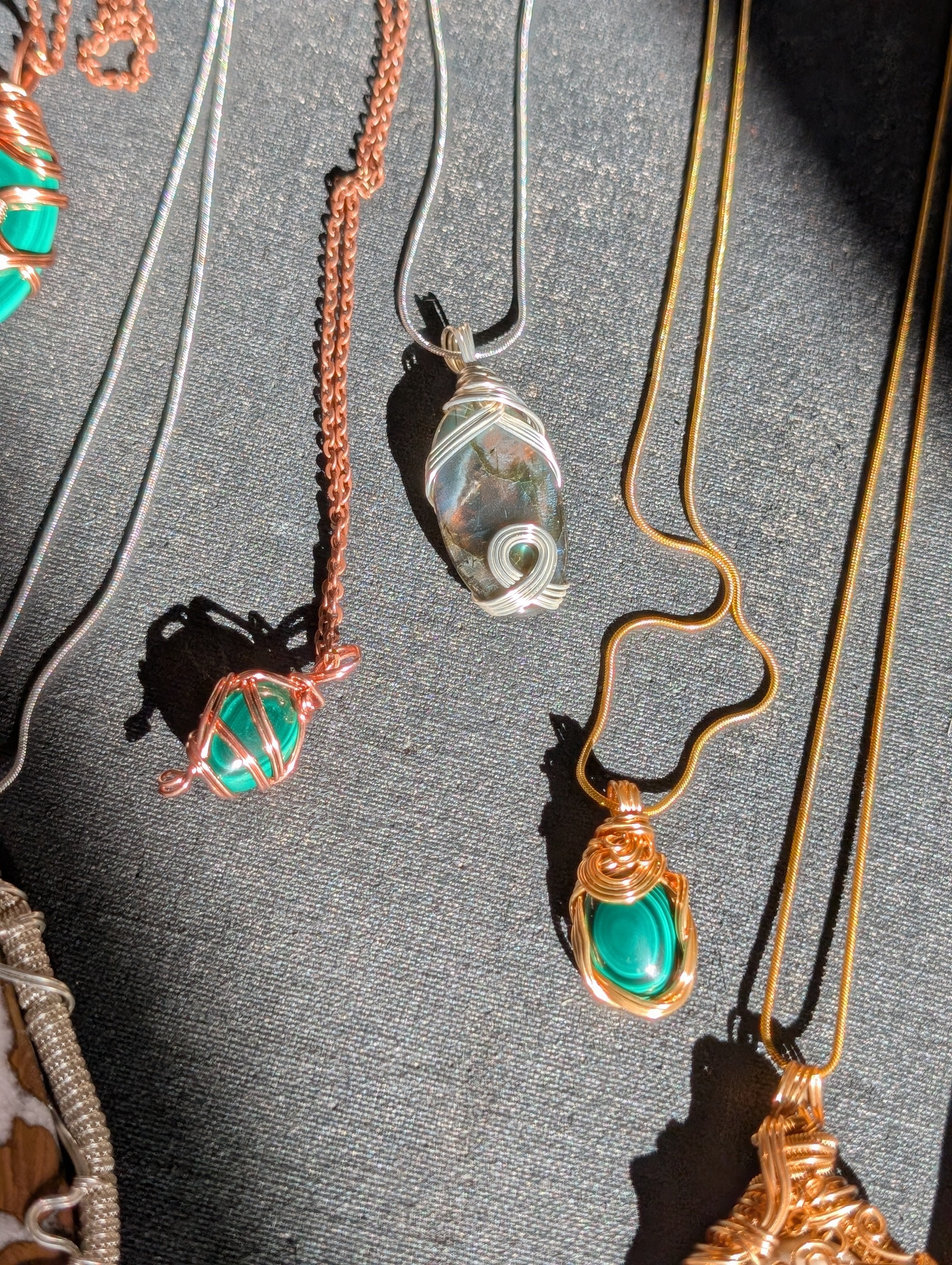 Silver-plated Copper Wrapped Labradorite Pendant