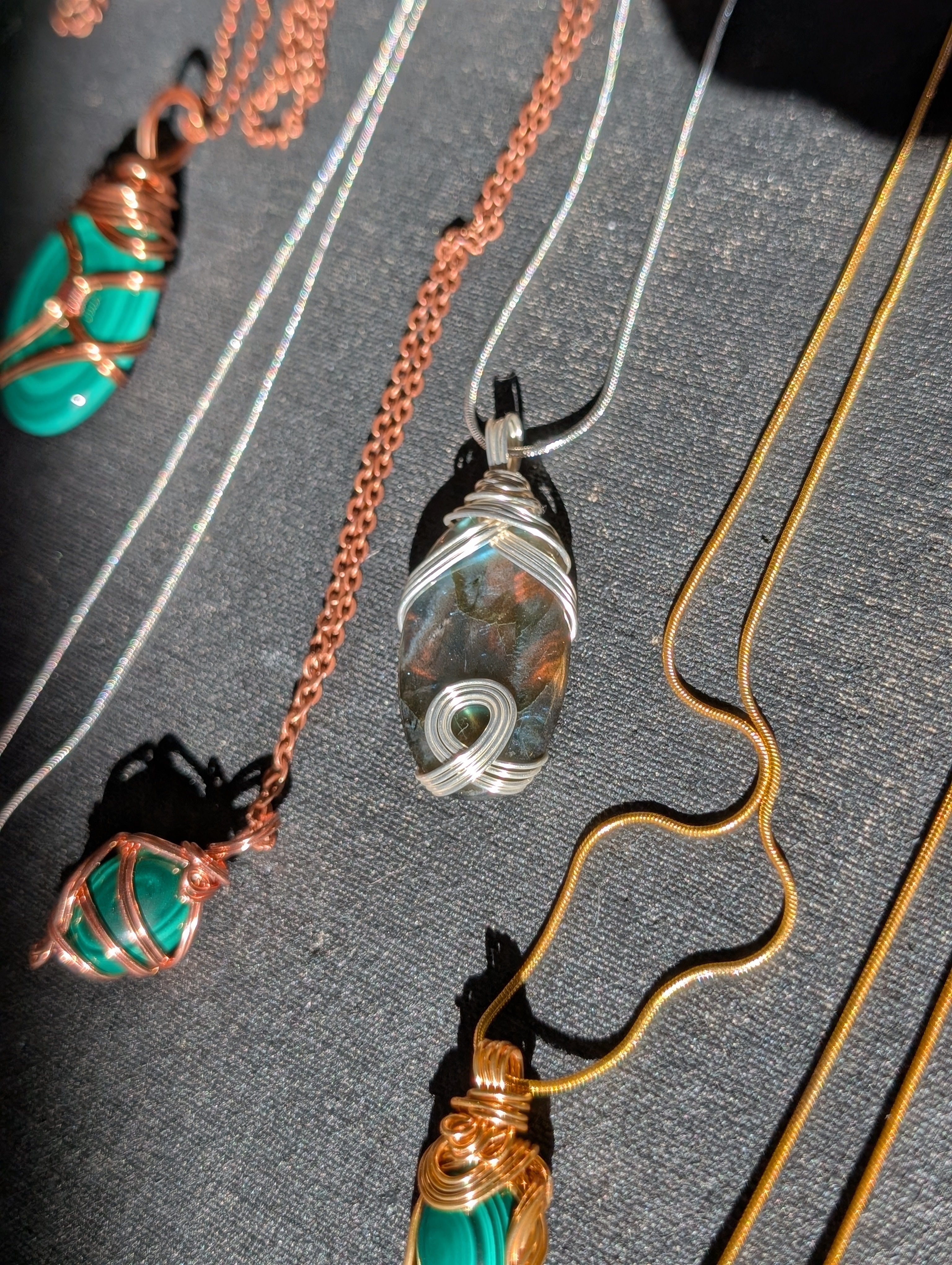 Silver-plated Copper Wrapped Labradorite Pendant