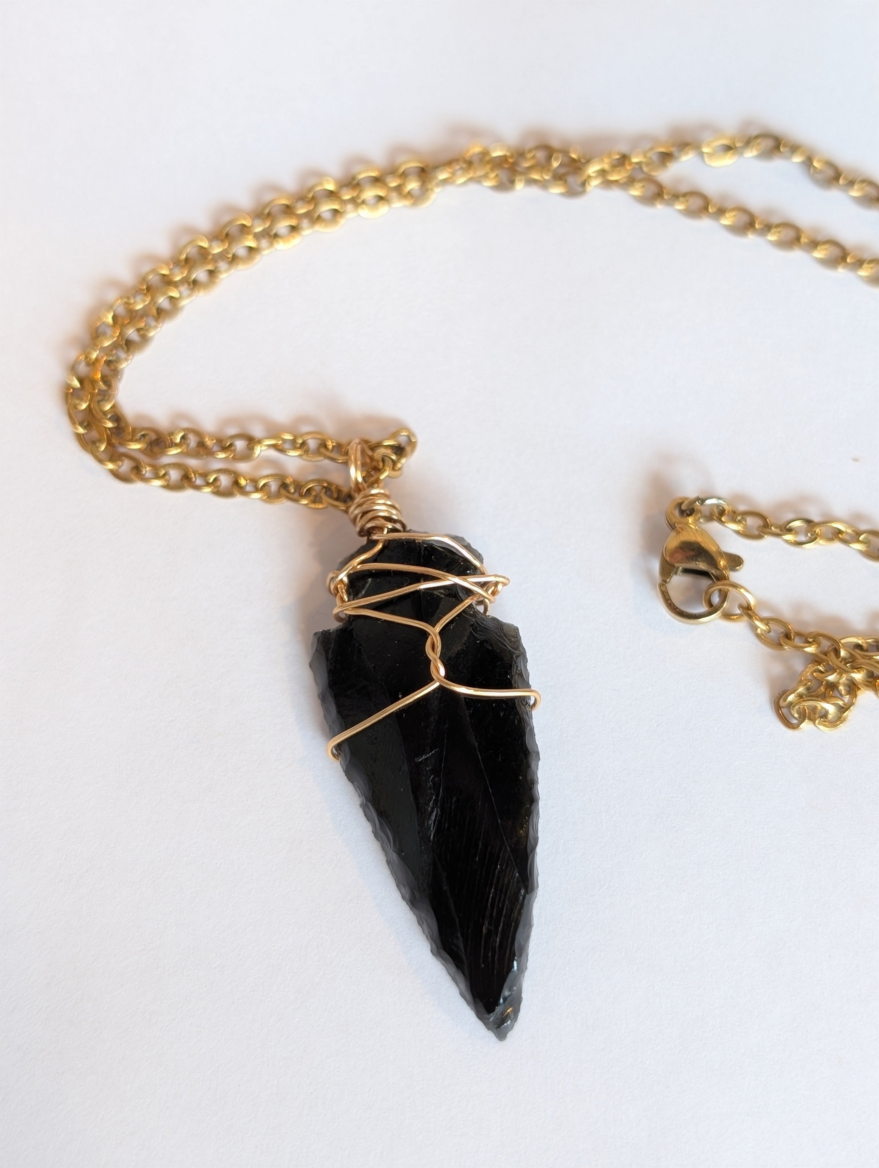 Obsidian Arrowhead Necklace Pendant