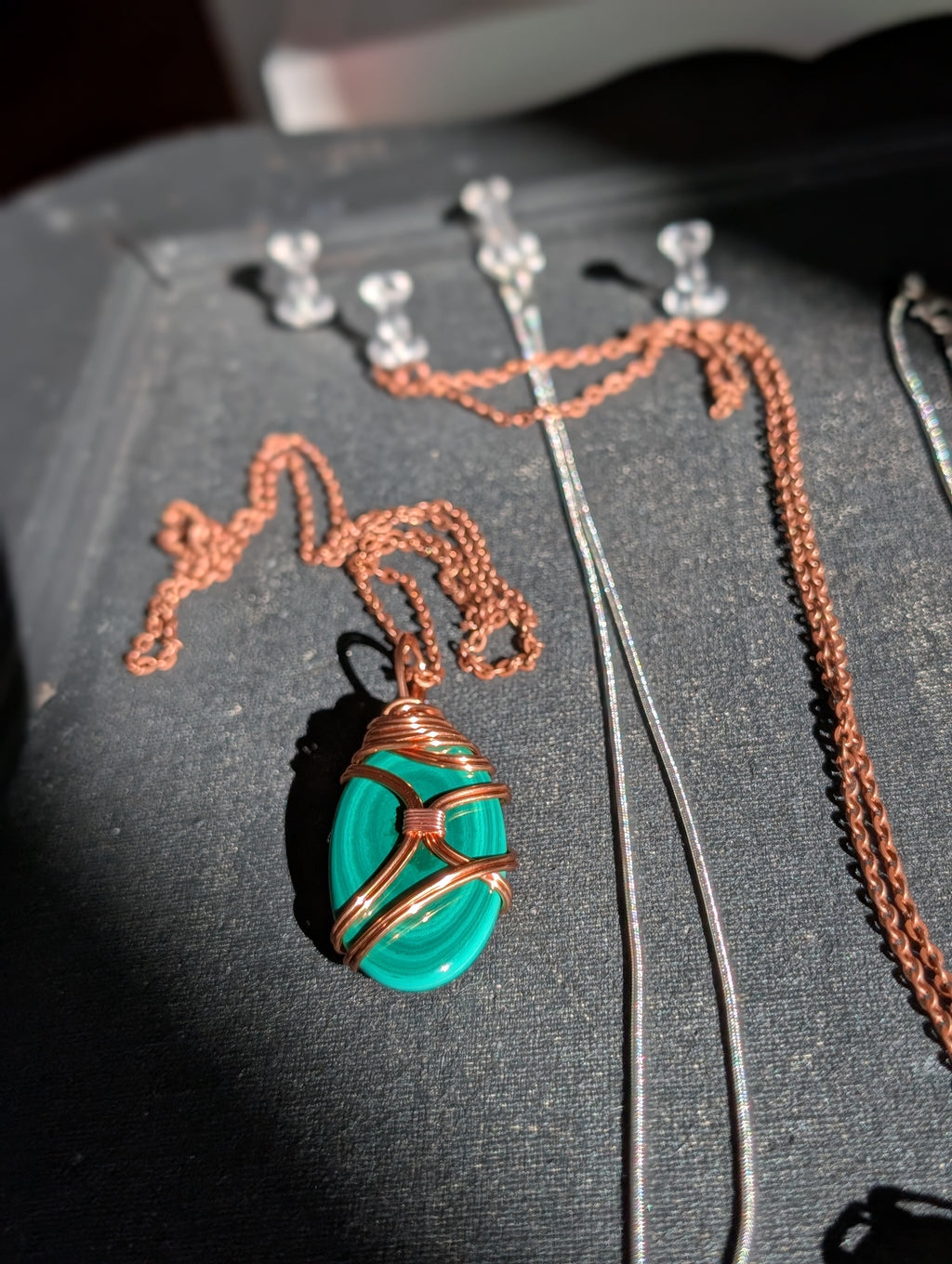 Copper Wrapped Malachite Pendant