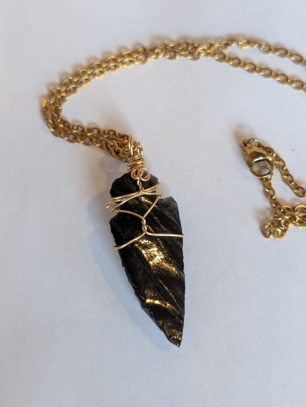 Obsidian Arrowhead Necklace Pendant